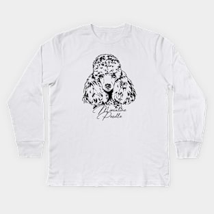 Funny Proud Miniature Poodle dog portrait gift present Kids Long Sleeve T-Shirt